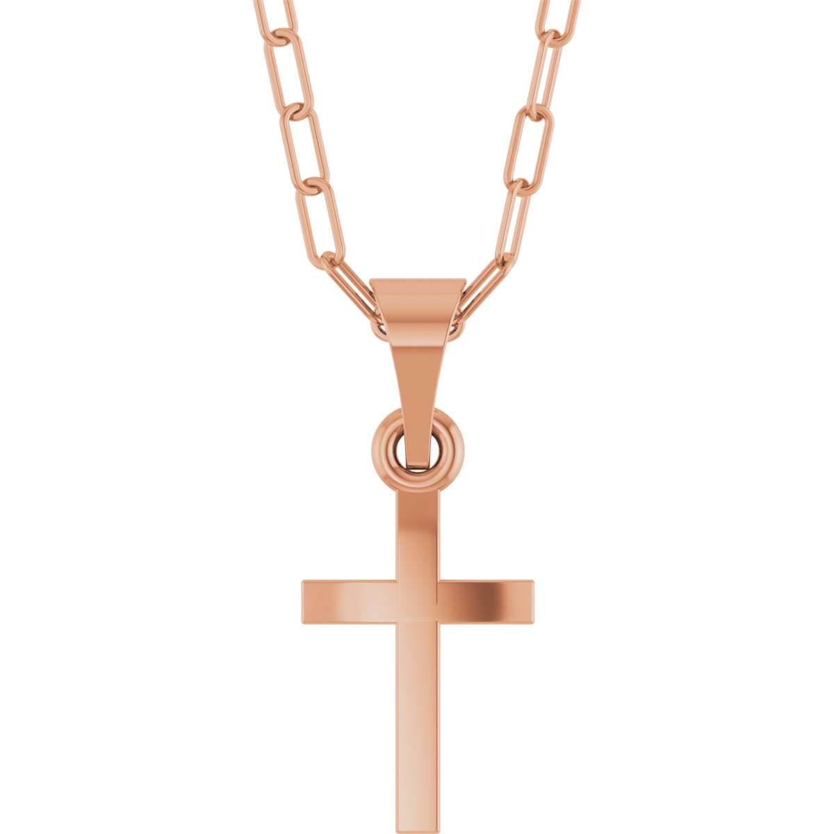 14K Rose Cross and Paperclip Style Chain 18 inch Necklace Ref 22614642