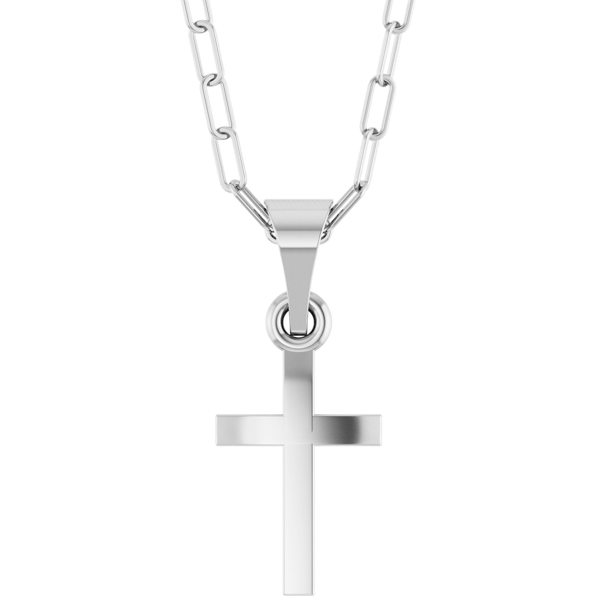 14K White Cross and Paperclip Style Chain 18 inch Necklace Ref 22614640