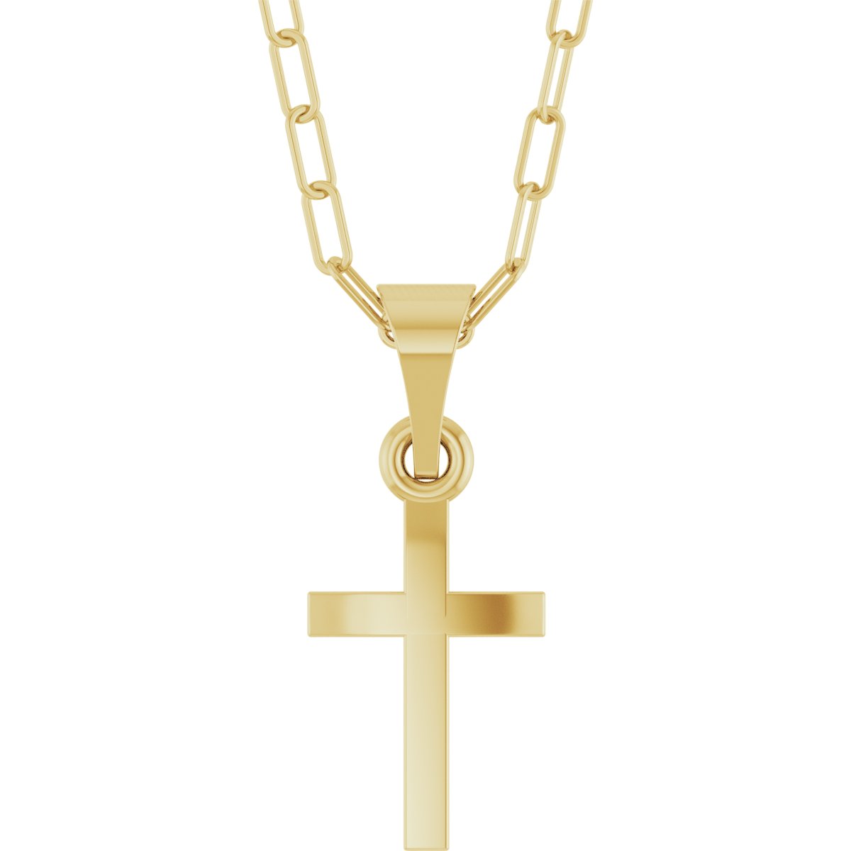 14K Yellow Cross and Paperclip Style Chain 18 inch Necklace Ref 22614643