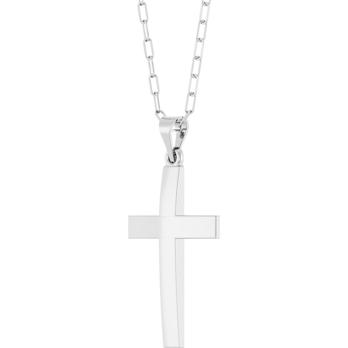 Sterling Silver Cross & Paperclip-Style Chain 18 Necklace