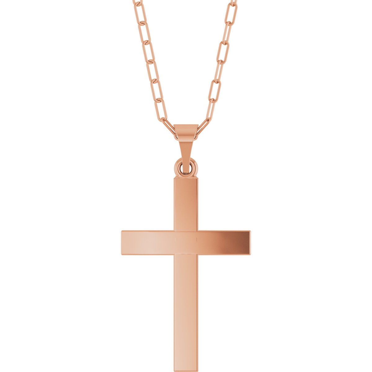 14K Rose Cross and Paperclip Style Chain 18 inch Necklace Ref 22614646