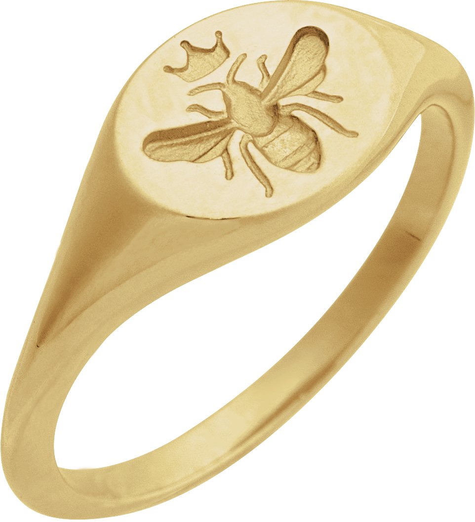 14K Yellow Intaglio Bee Signet Ring