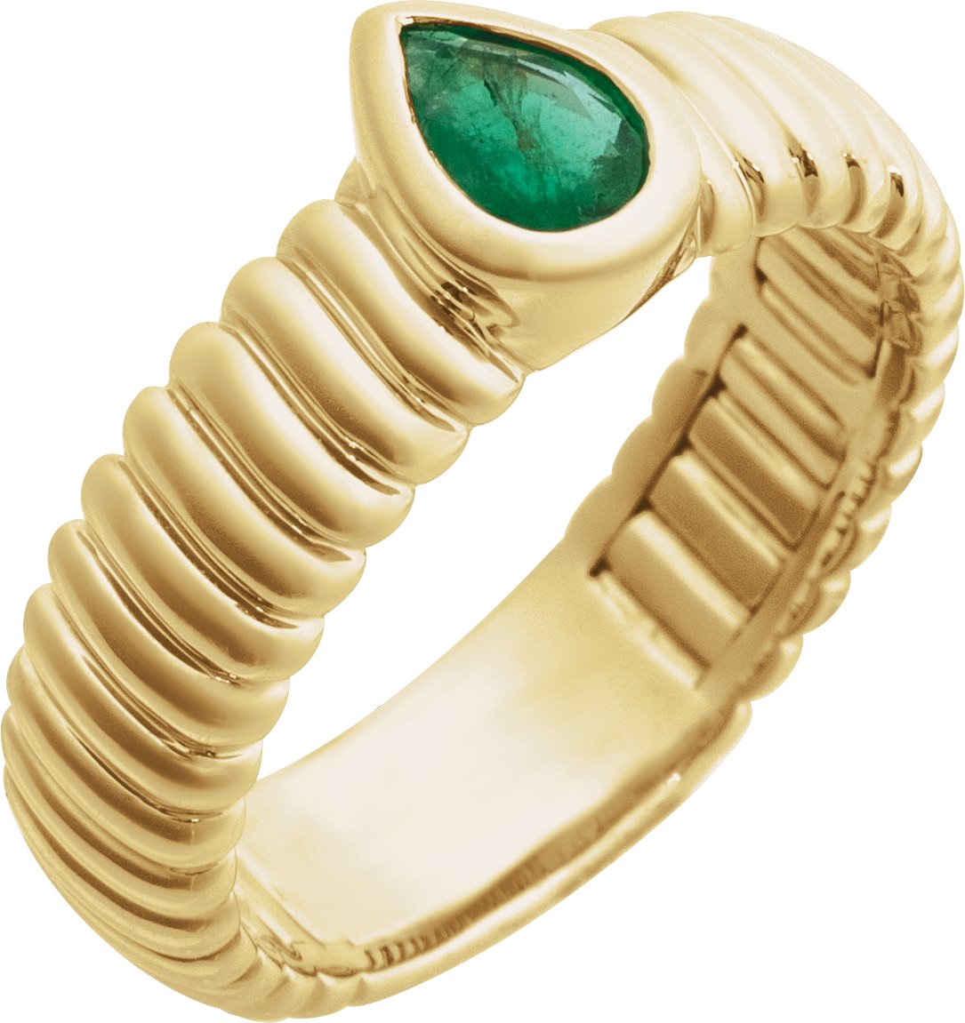 14K Yellow Natural Emerald Ring