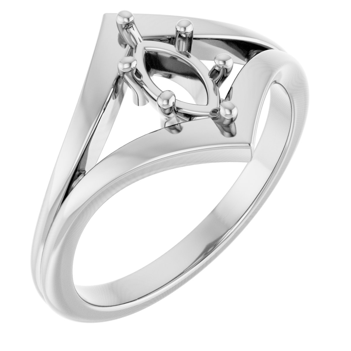 14K White 8 x 4 mm Marquise Ring Mounting