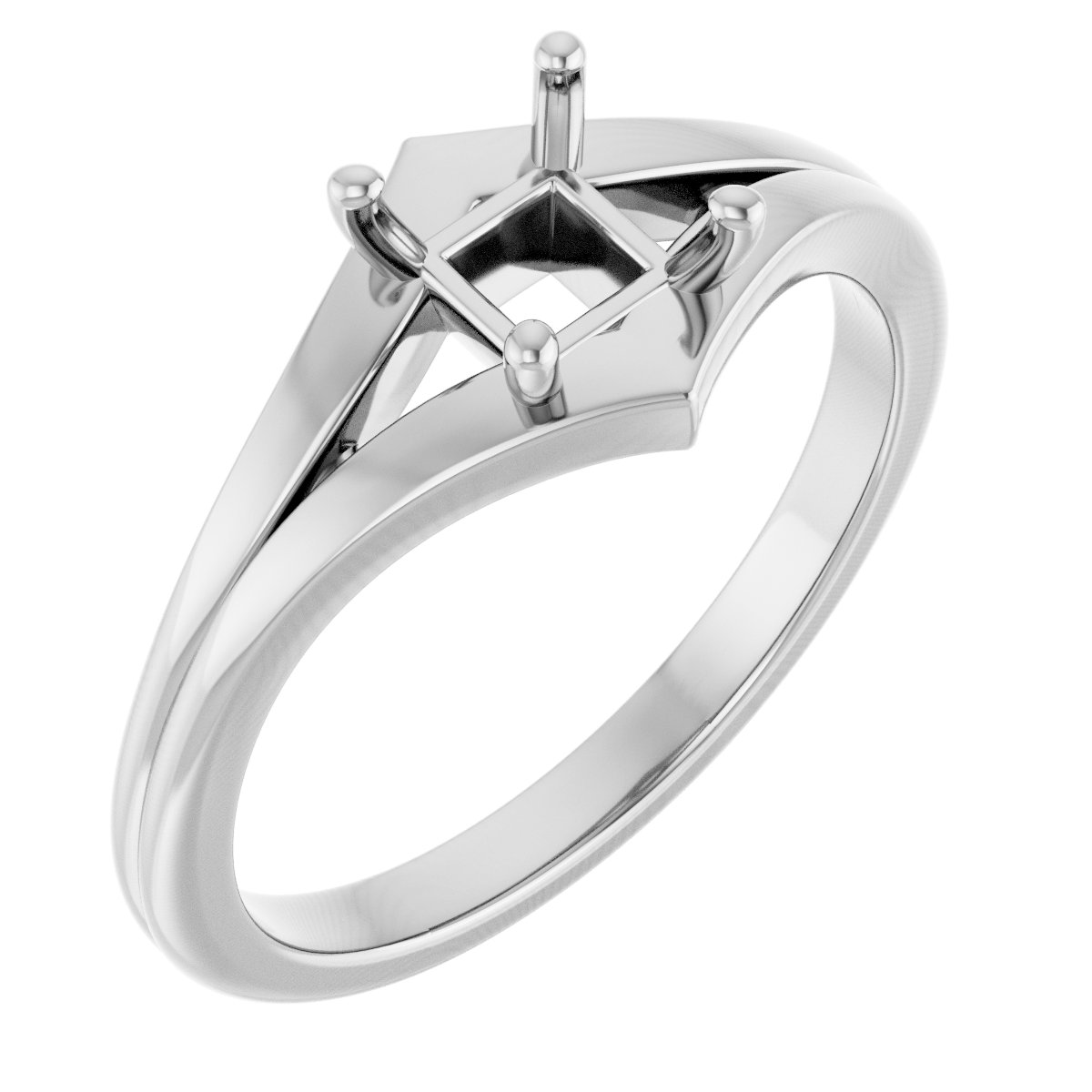 14K White 4.5 x 4.5 mm Square Ring Mounting