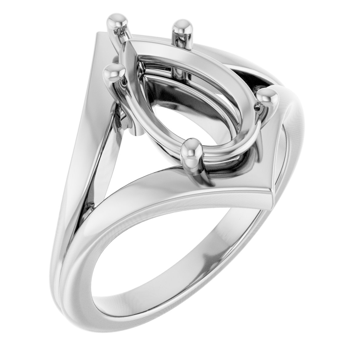 14K White 11.5 x 7 mm Pear Ring Mounting