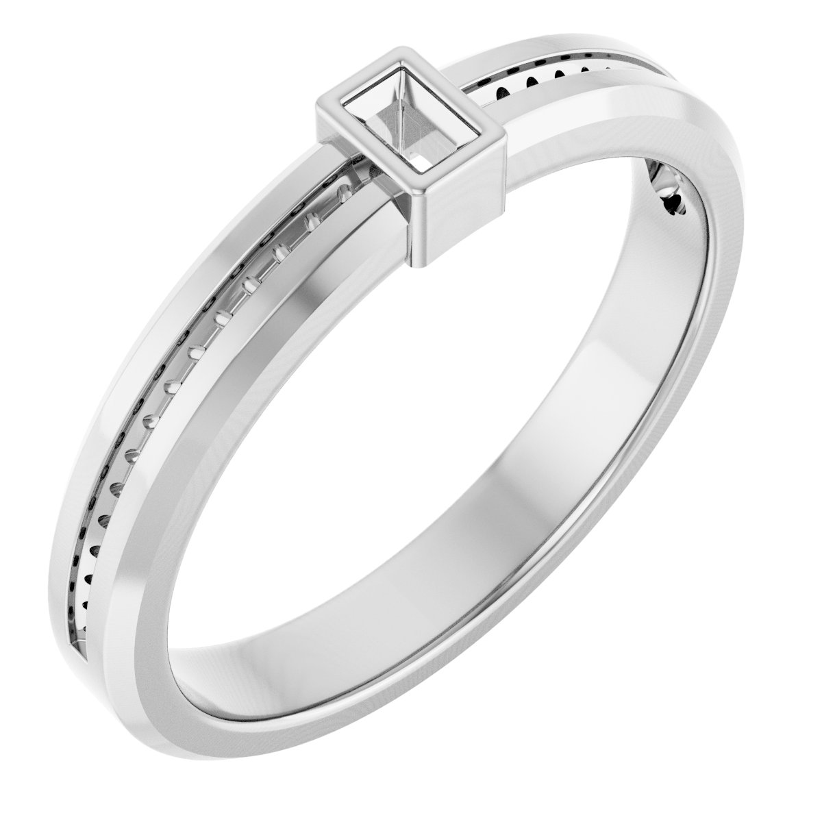 18k X1 White 3 X 2 Mm Straight Baguette Band Mounting