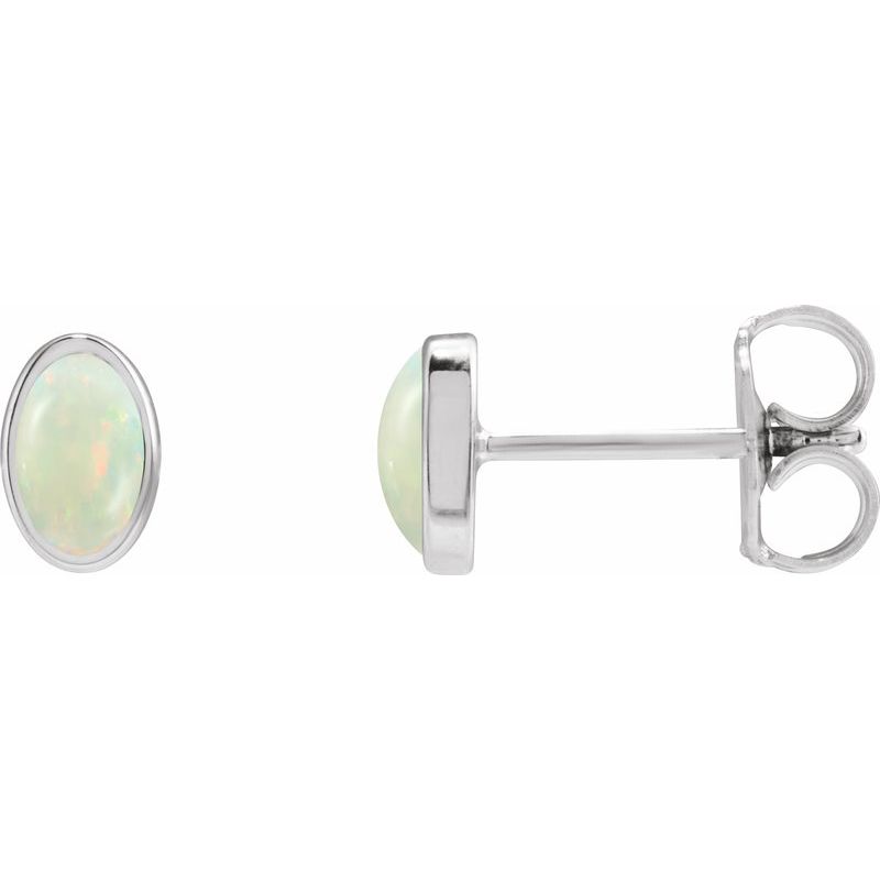 Oval Bezel-Set Cabochon Earrings