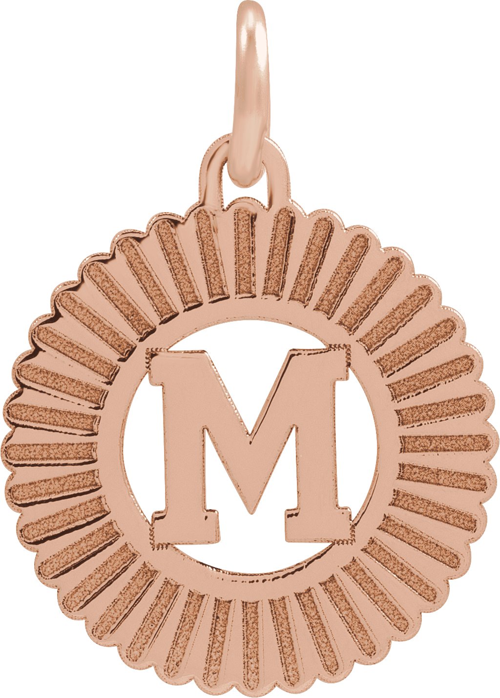 14K Rose Gold Plated Sterling Silver Initial M Pendant Ref 22220503