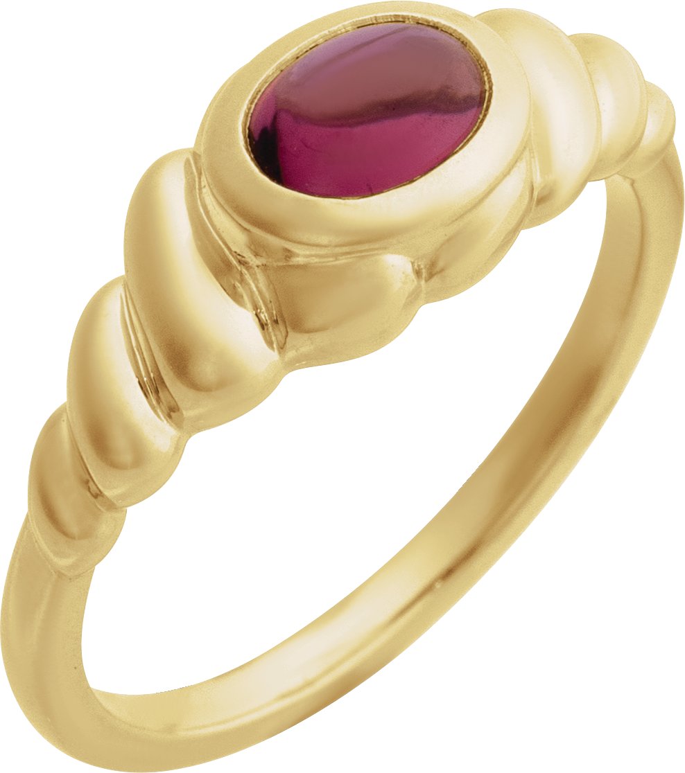 14K Yellow Natural Rhodolite Garnet Ring