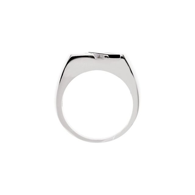 Sterling Silver Onyx & 1/10 CTW Diamond Ring