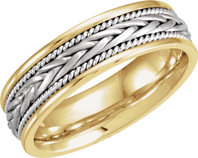 14K Yellow & White 6.75 mm Hand-Woven Band Size 9.5