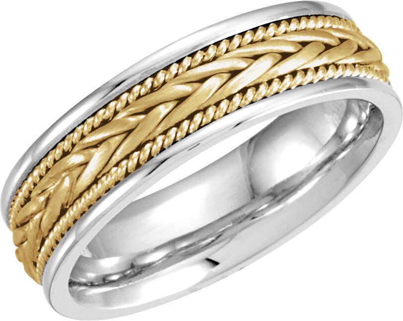 14K White/Yellow 6.75 mm Hand-Woven Band Size 11