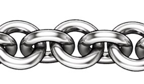 Cable chain is created from perpendicular round or oval links that are exactly the same and connected together. The links of the chain can be flattened so that the chain is flat.