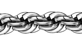 Rope chain consists of intertwined links that mimic the look of a genuine rope. It has a shiny, textured look and is durable and strong. These chains vary by the thickness and tightness of the braid or weave.