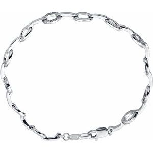 14K White 1/6 CTW Diamond Link 7.5" Bracelet