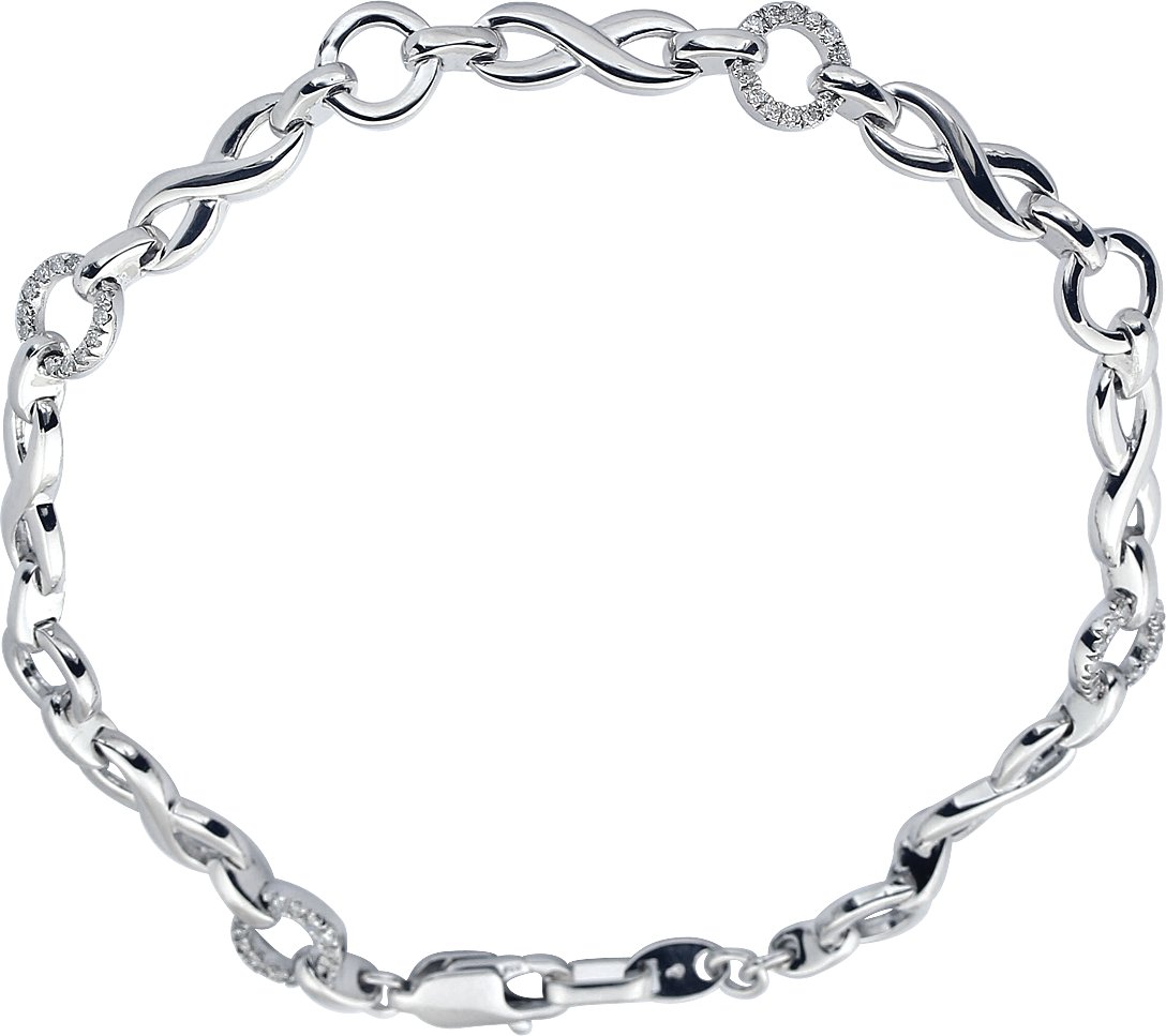 14K White 1/5 CTW Diamond Infinity-Inspired Link 7.5" Bracelet