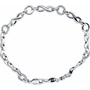 14K White 1/5 CTW Diamond Infinity-Inspired Link 7.5" Bracelet