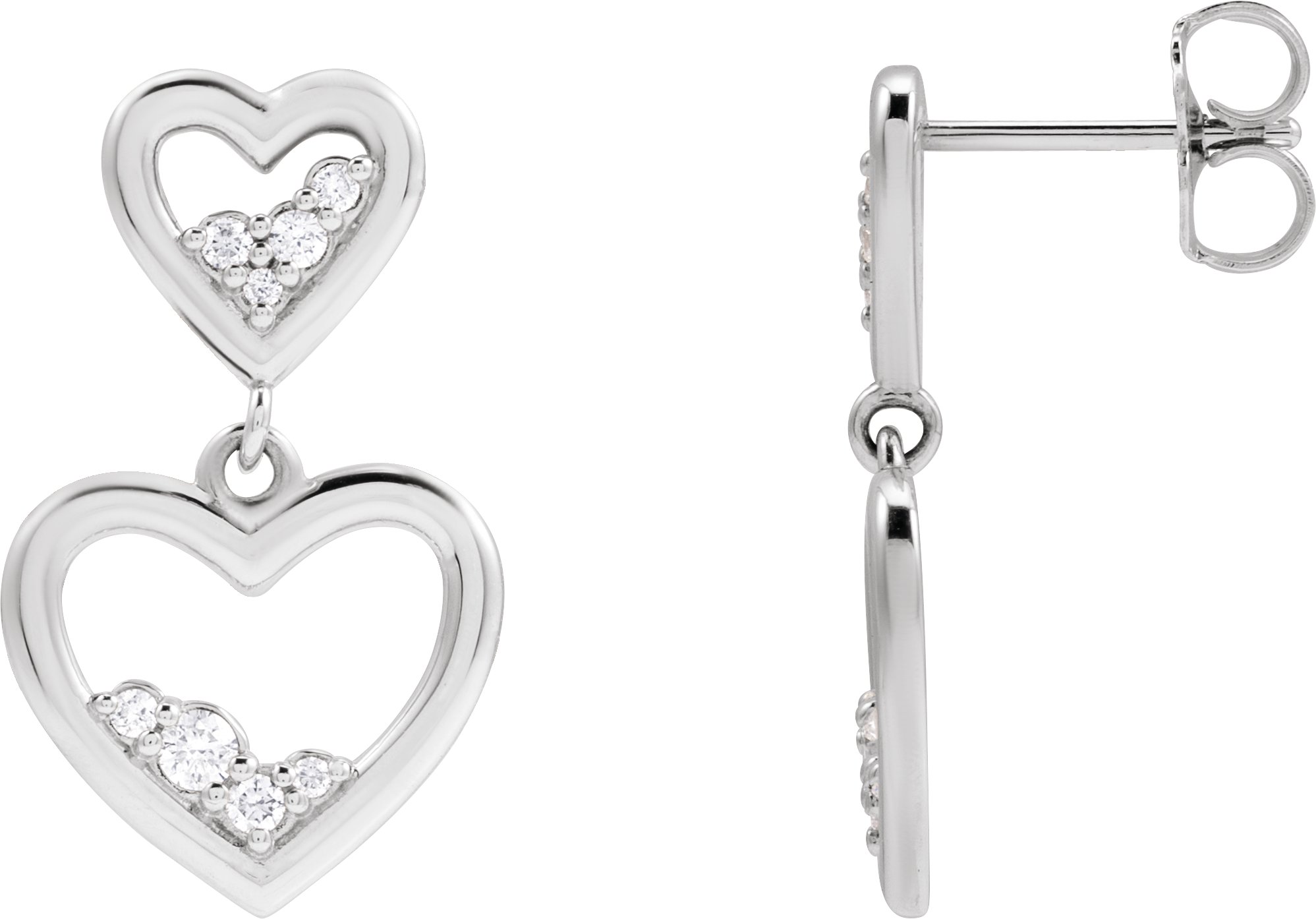 14K White 1/5 CTW Natural Diamond Heart Earrings