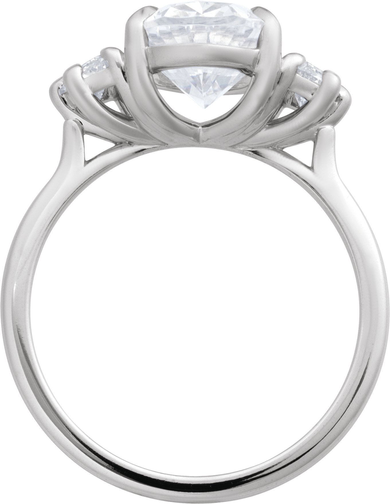 Alternative view of Claw-Prong Three-Stone Engagement Ring or Band