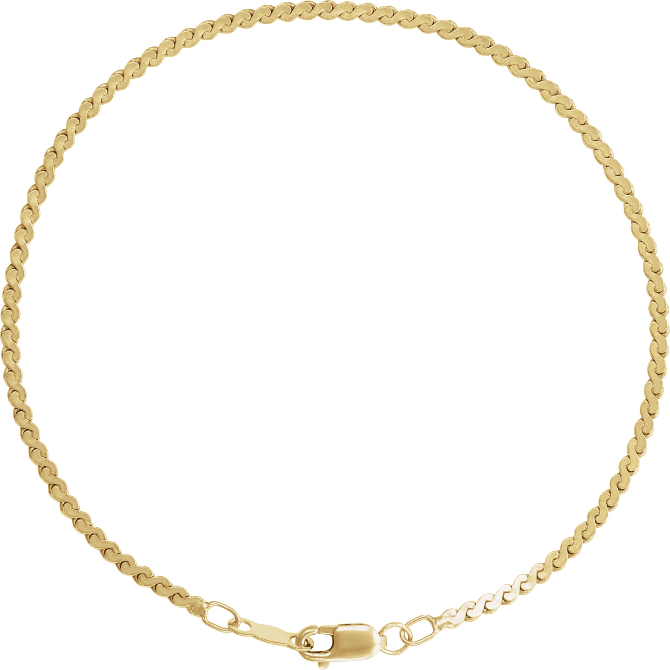 14K Yellow 1.7 mm Serpentine 7 Chain