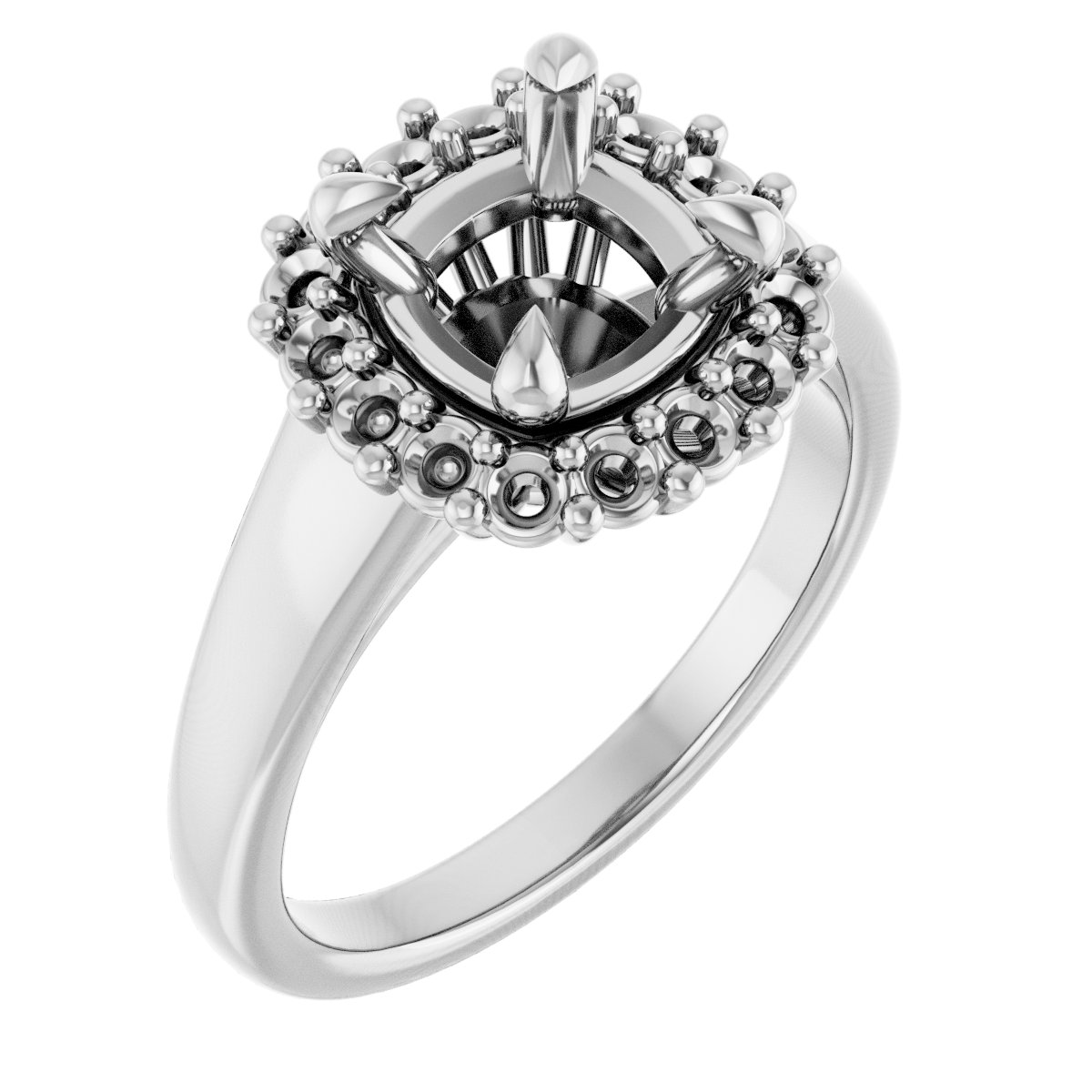 Claw-Prong Halo-Style Engagement Ring