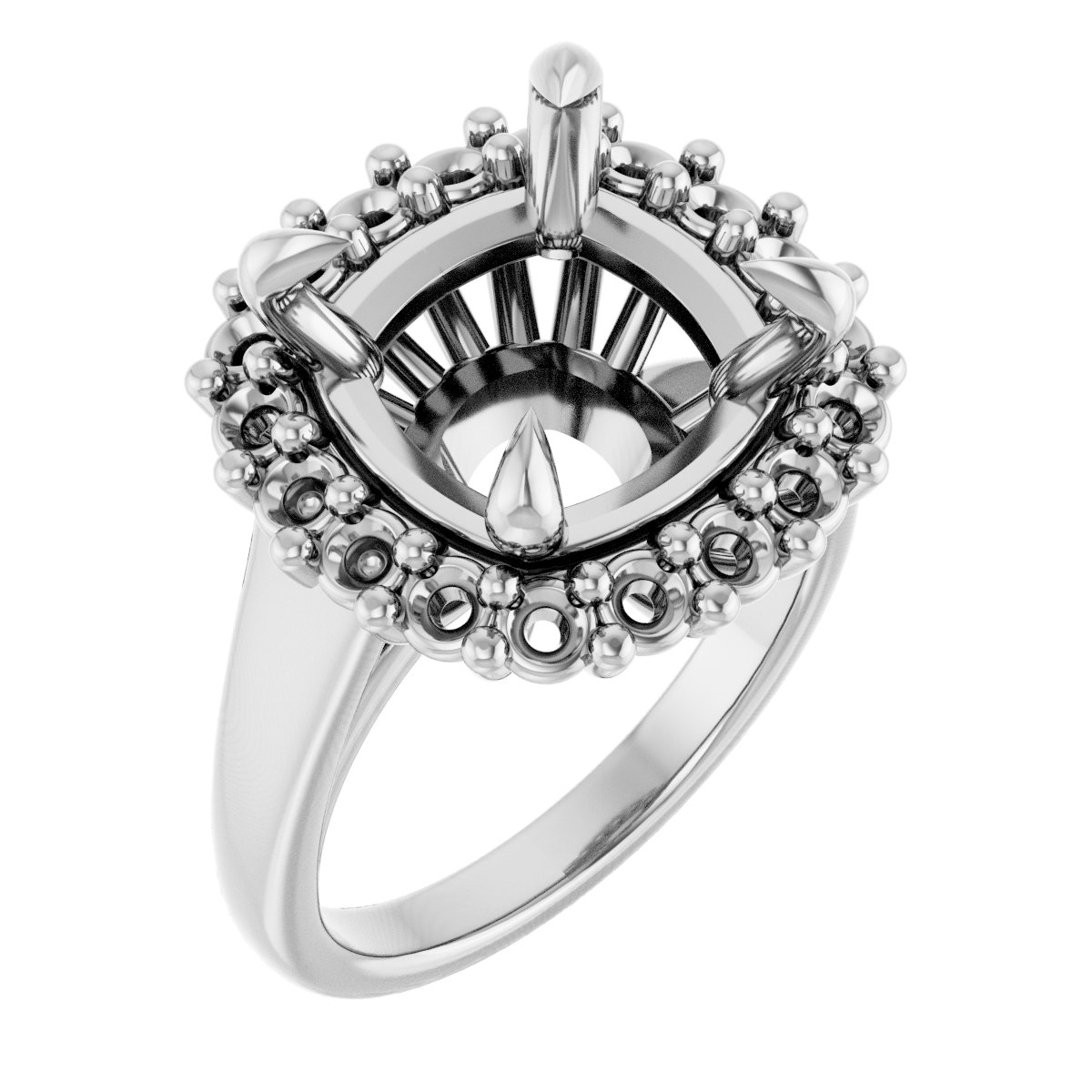 Claw-Prong Halo-Style Engagement Ring