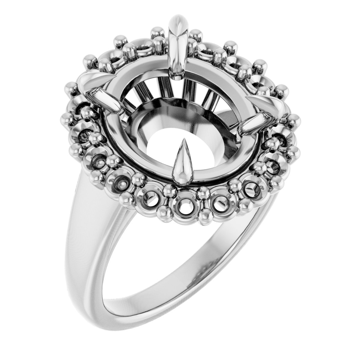 Claw-Prong Halo-Style Engagement Ring