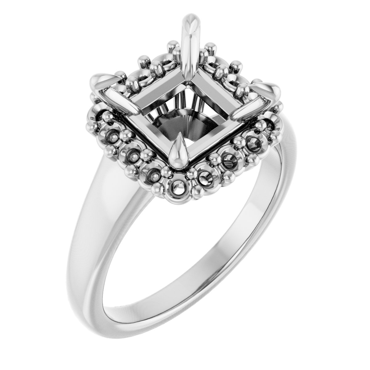 Claw-Prong Halo-Style Engagement Ring