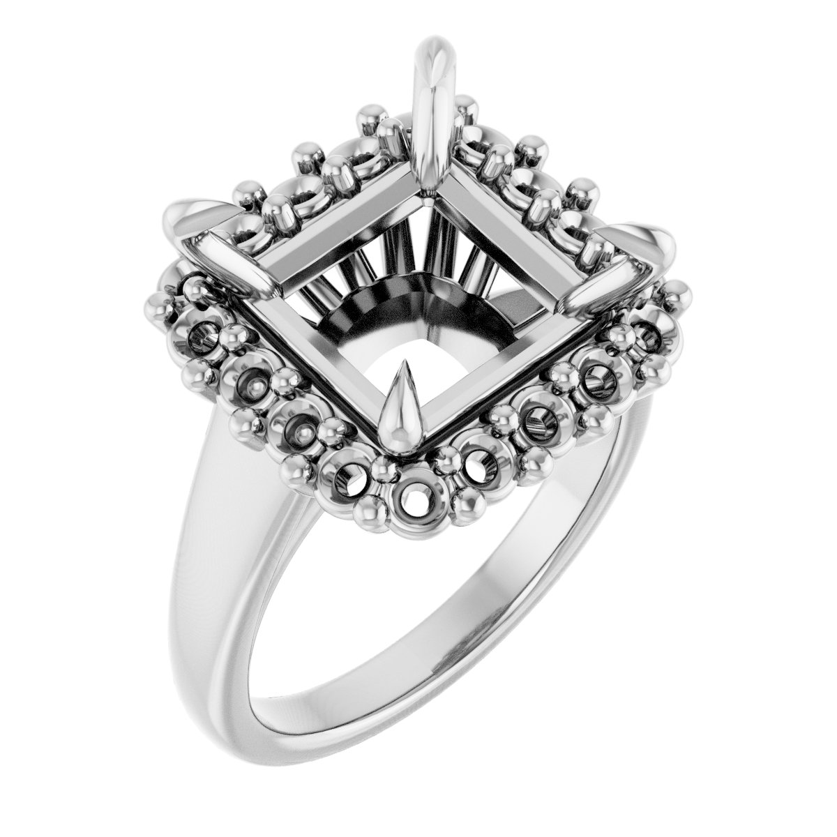 Claw-Prong Halo-Style Engagement Ring