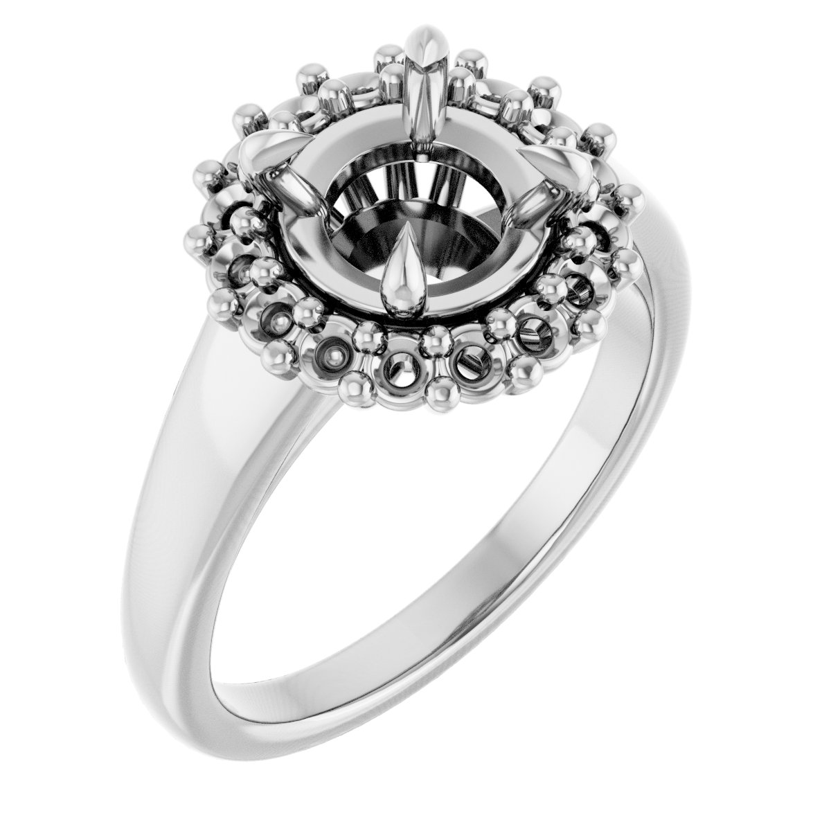 Claw-Prong Halo-Style Engagement Ring