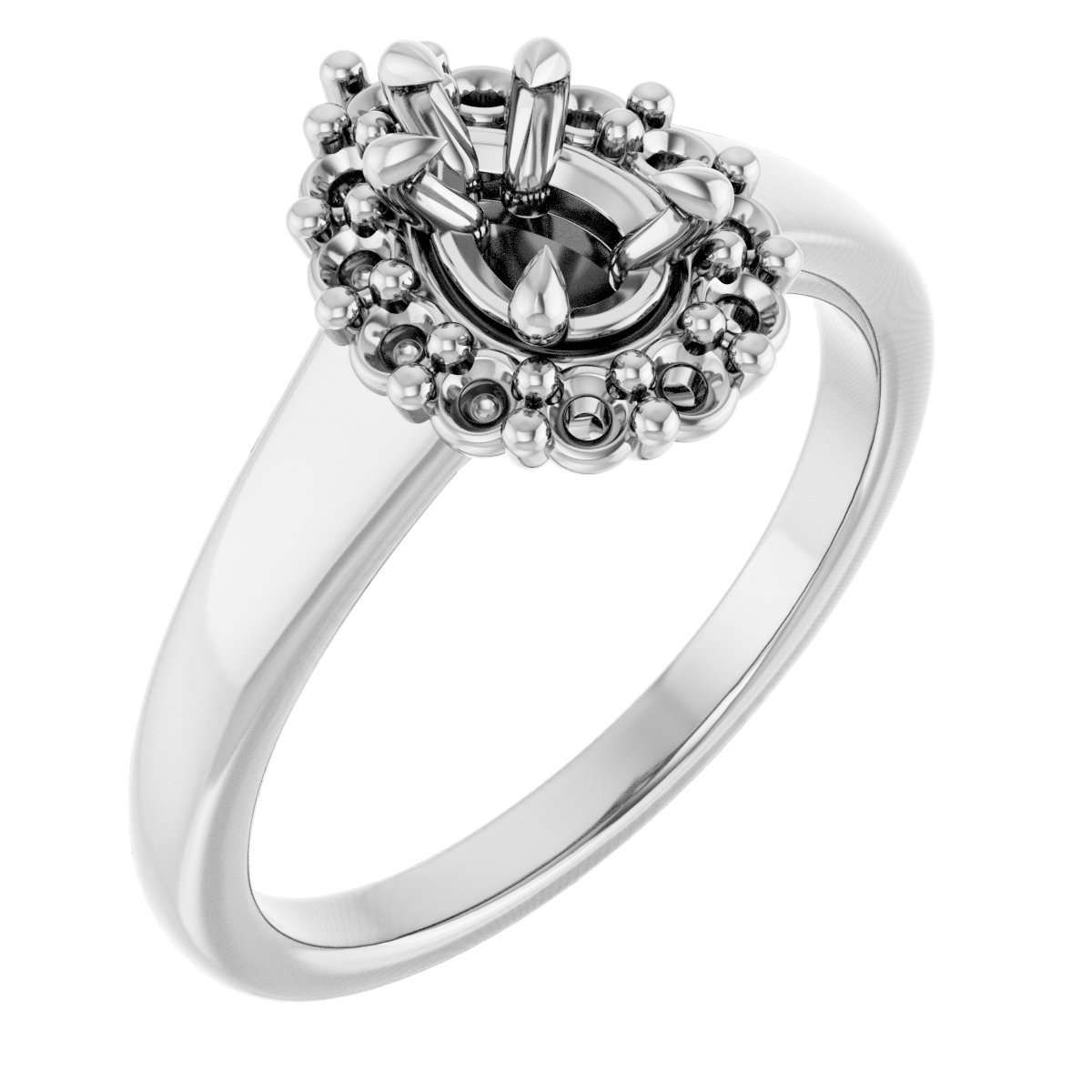 Claw-Prong Halo-Style Engagement Ring