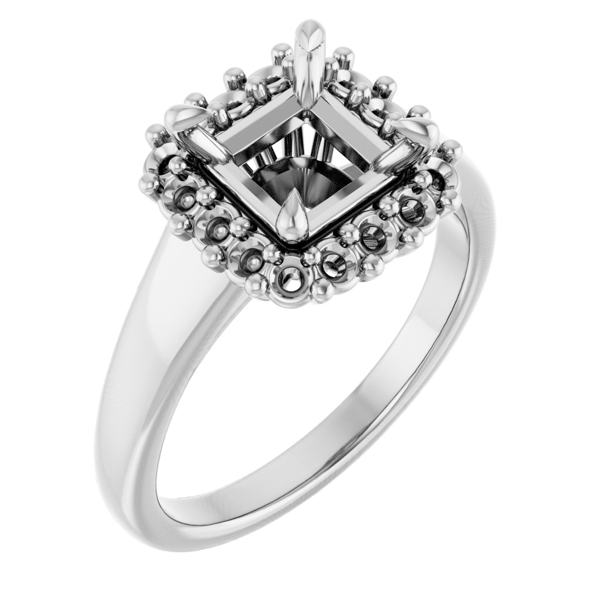 Claw-Prong Halo-Style Engagement Ring