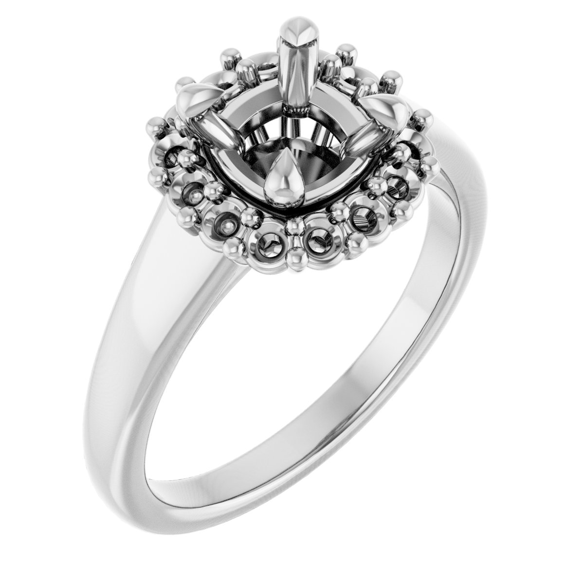 Claw-Prong Halo-Style Engagement Ring