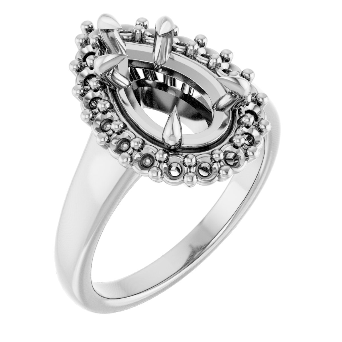 Claw-Prong Halo-Style Engagement Ring