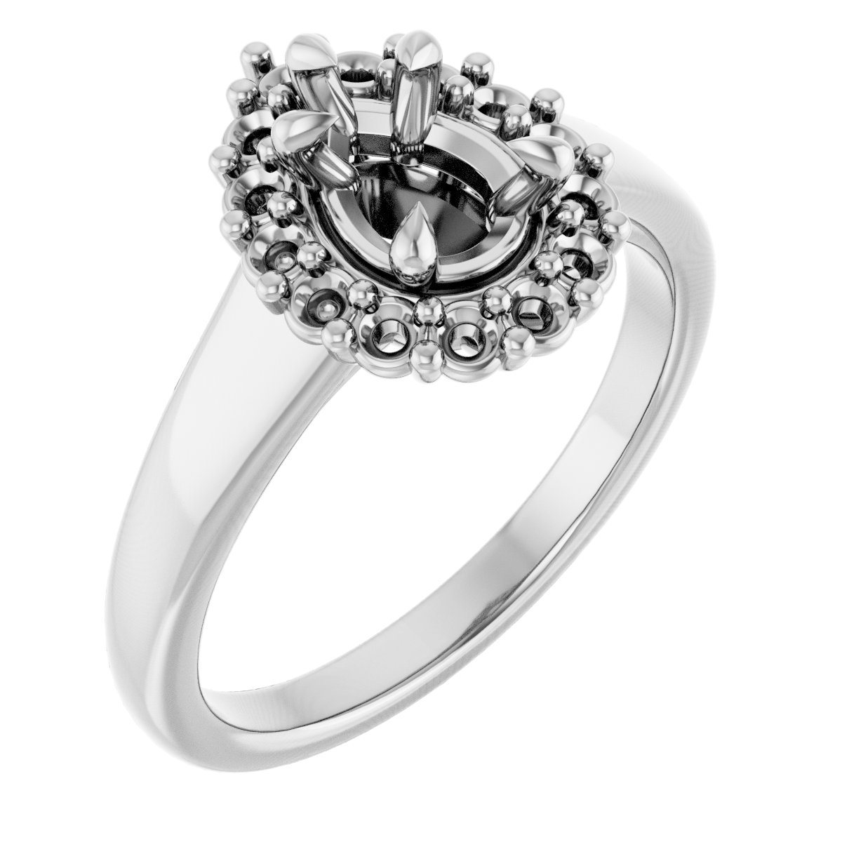 Claw-Prong Halo-Style Engagement Ring