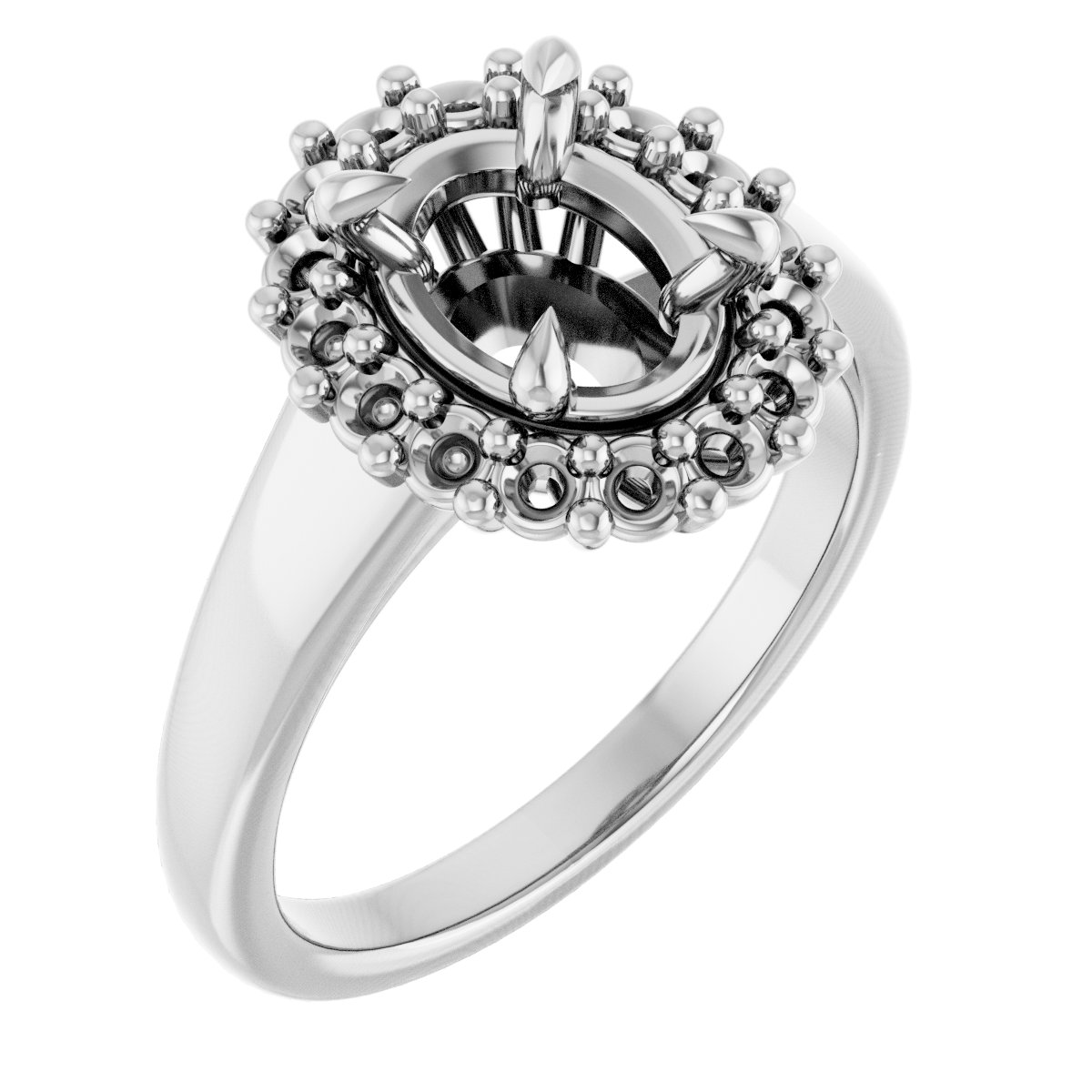 Claw-Prong Halo-Style Engagement Ring
