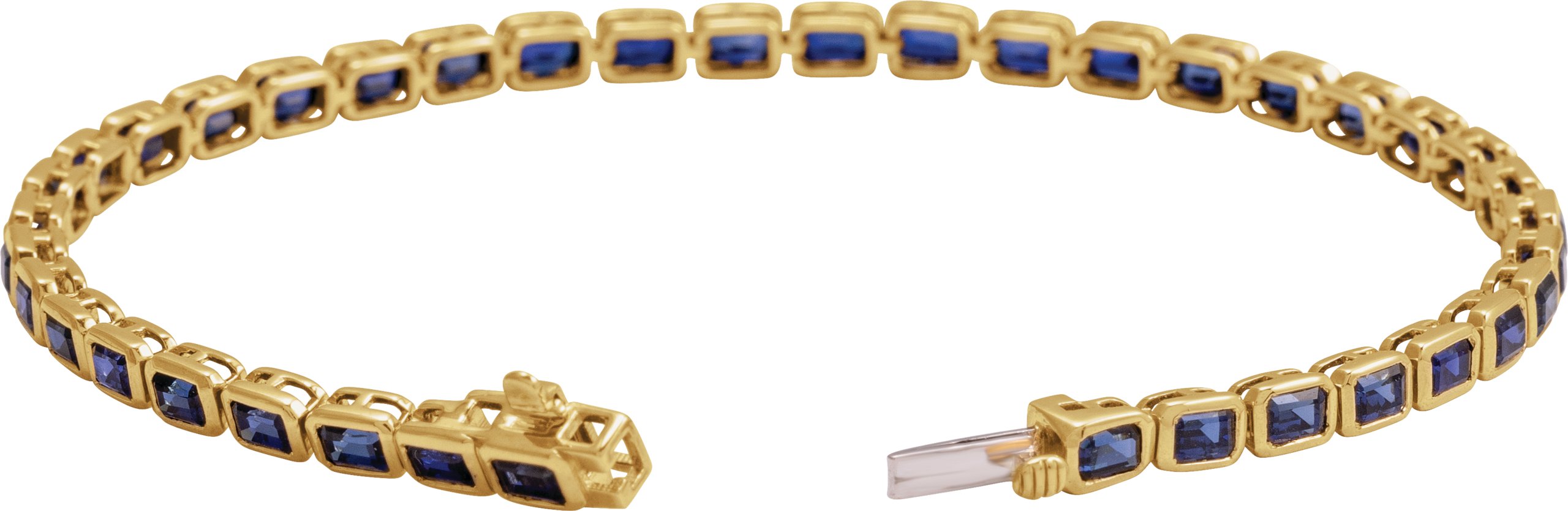 14K Yellow Lab-Grown Blue Sapphire Line 7 Bracelet