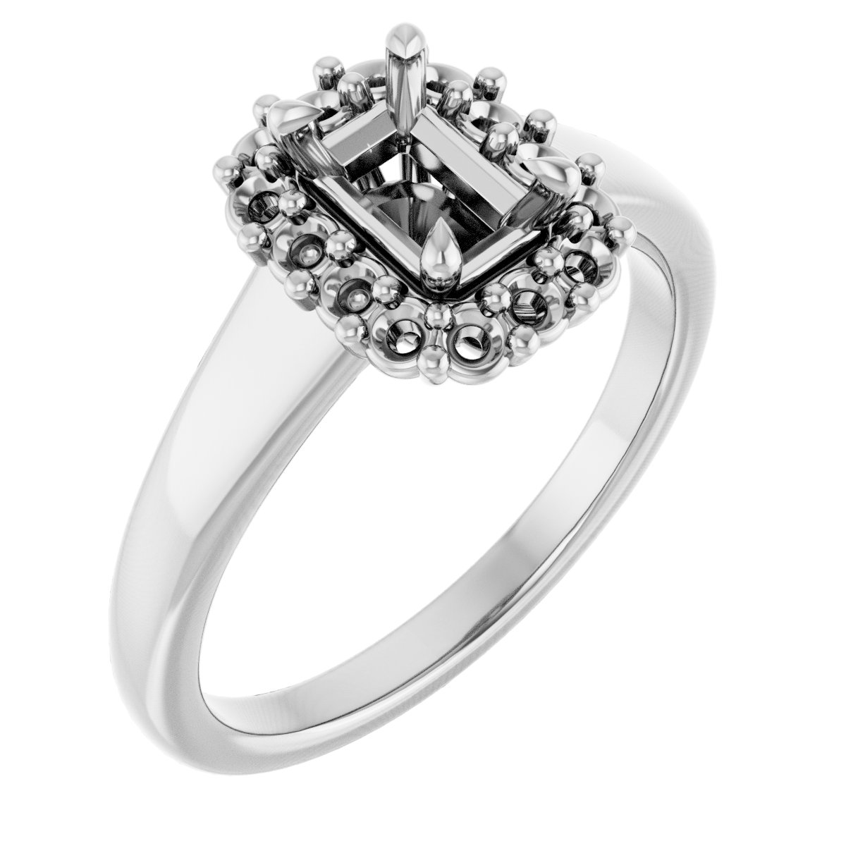 Claw-Prong Halo-Style Engagement Ring