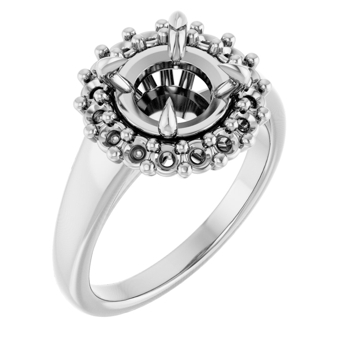 Claw-Prong Halo-Style Engagement Ring