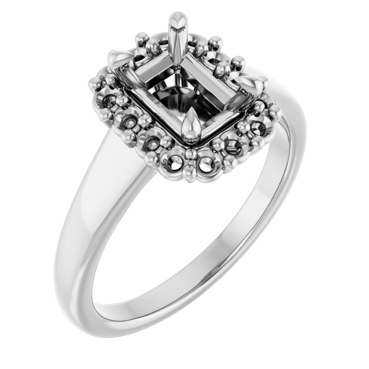 Claw-Prong Halo-Style Engagement Ring