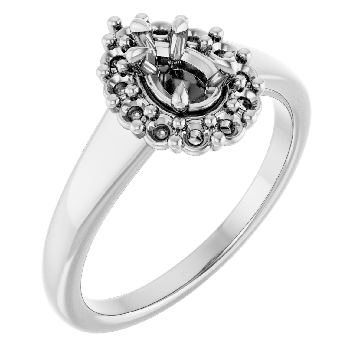 Claw-Prong Halo-Style Engagement Ring