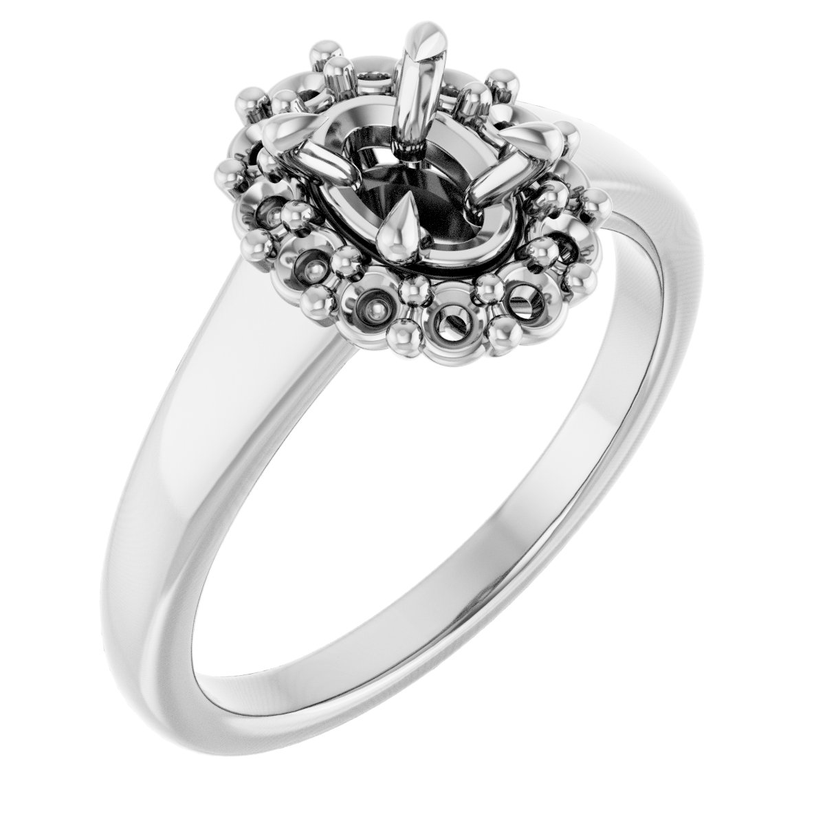 Claw-Prong Halo-Style Engagement Ring