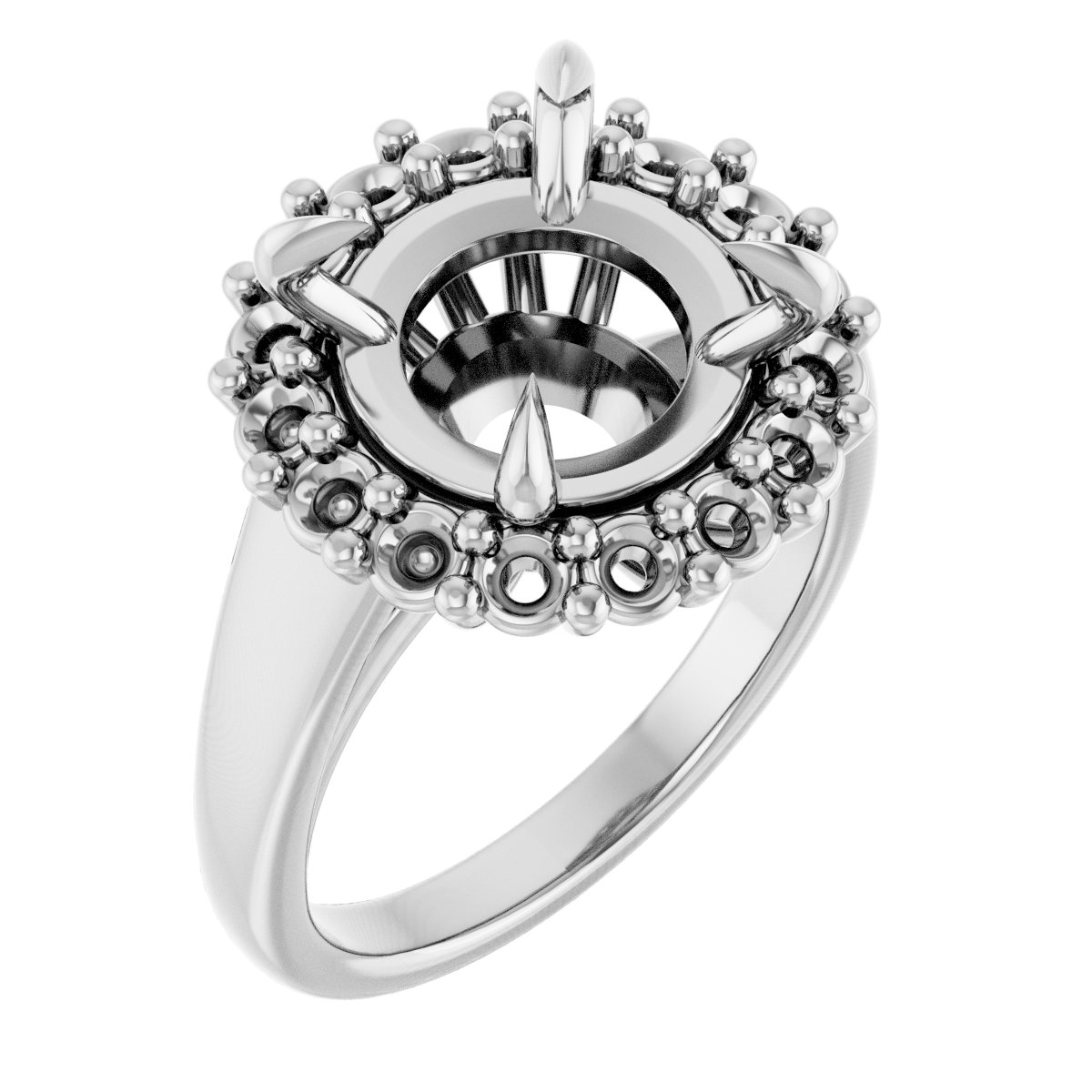 Claw-Prong Halo-Style Engagement Ring