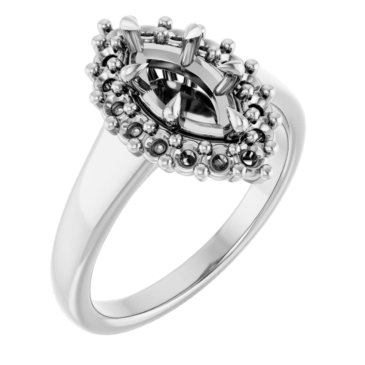 Claw-Prong Halo-Style Engagement Ring