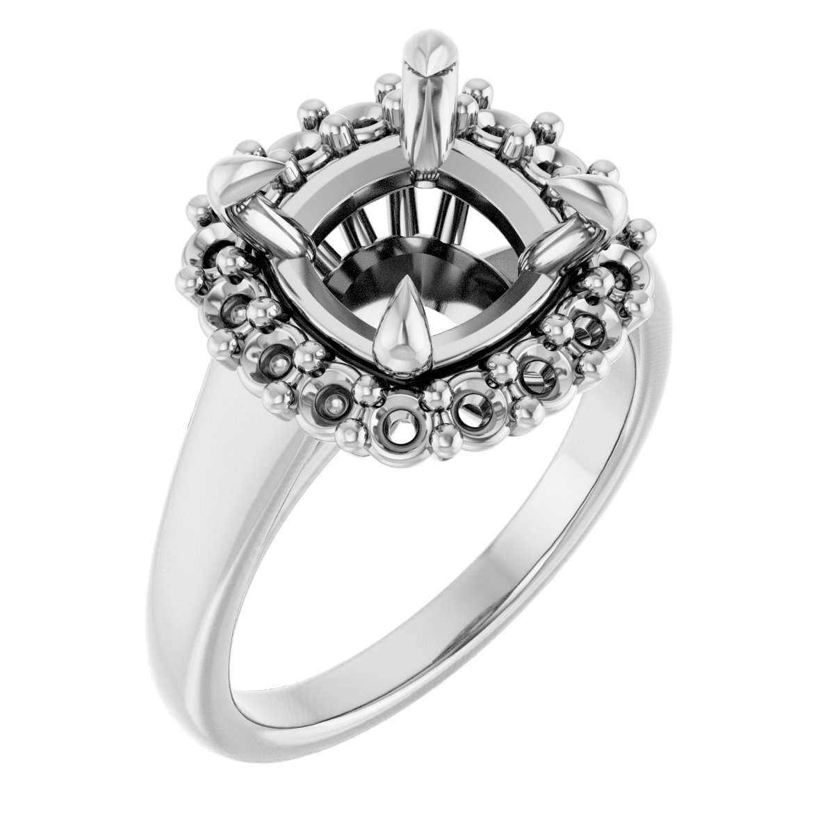 Claw-Prong Halo-Style Engagement Ring