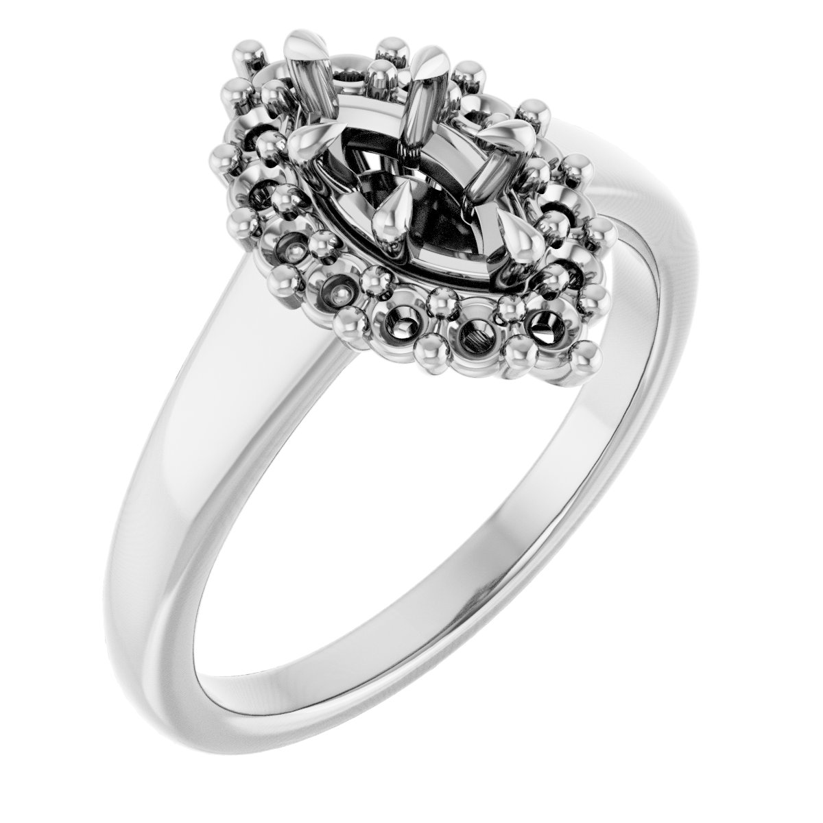 Claw-Prong Halo-Style Engagement Ring