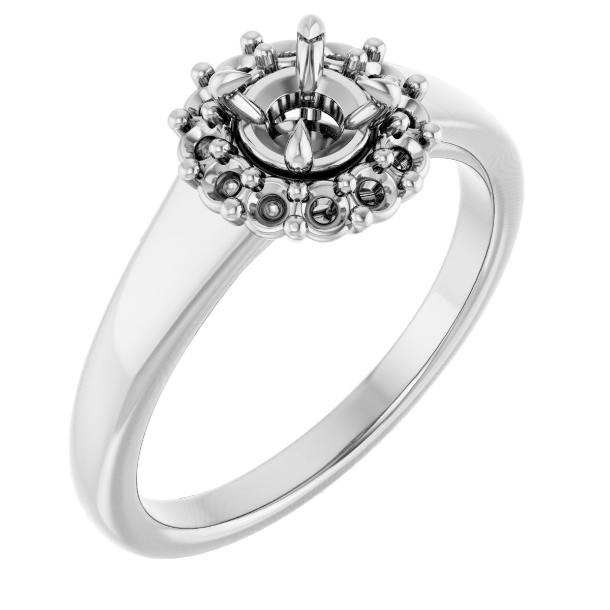 Claw-Prong Halo-Style Engagement Ring