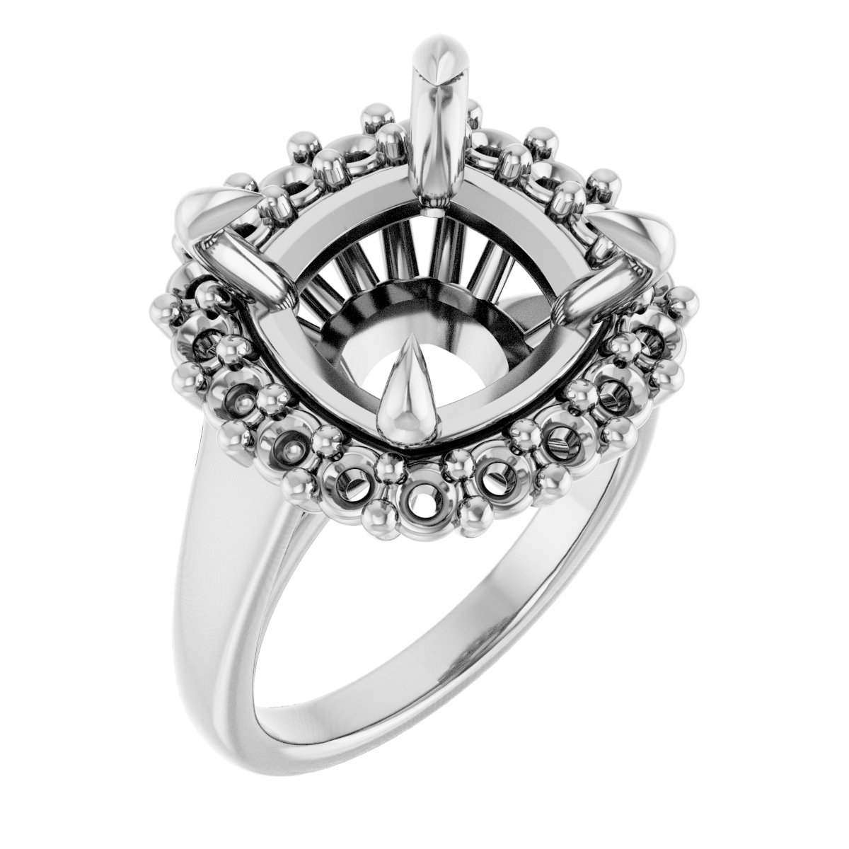 Claw-Prong Halo-Style Engagement Ring
