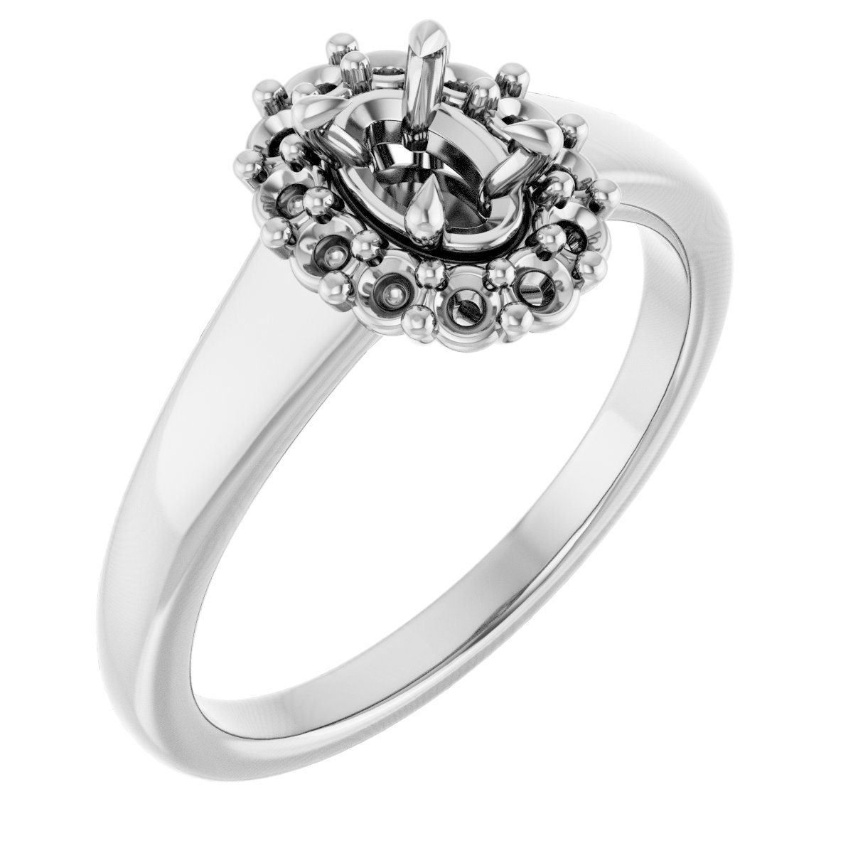 Claw-Prong Halo-Style Engagement Ring
